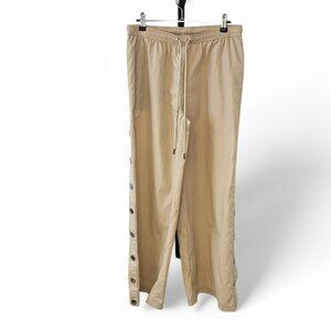 L' AGENCE Womens Valkyrie Snap Pant, Cement, Nylon, Wide Leg, Drawstring Waist,S